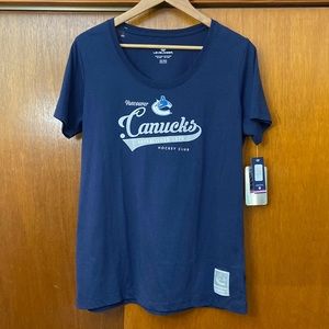 NHL Vancouver Canucks Ladies Capital Script Short sleeve Tee, XL, Solid Navy